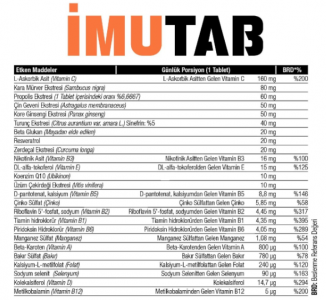 West İmutab Kara Mürver (Sambucus) & Propolis Ekstreli MULTİVİTAMİN MİNERAL 60 Tablet x 900 mg